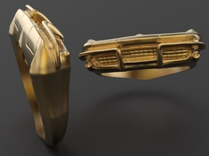 corbeta clásico coche vehiculo parrilla unisexo hombres anillo joyería oro plata joya anillos 3d print model - Mito3D