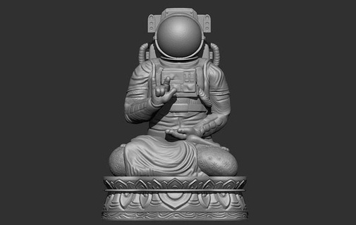 cosmo buddha statue cosmonaut atronaut space character peace 3d 3dprinting art sculptures 3d print model - Mito3D