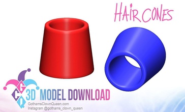 cosplay hair cone harley quinn suicide squad wig cuff accessory skwad hobby diy other 3d print model - Mito3D