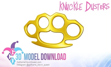 cosplay knuckle dusters prop accessory harley quinn birds of prey bop diy knuckles busters brass hobby 3d print model - Mito3D
