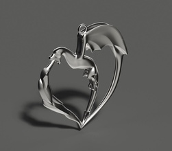 coulomb jewelry heart love symbol romance printable silver art dragon lavaliere pendants 3d print model - Mito3D