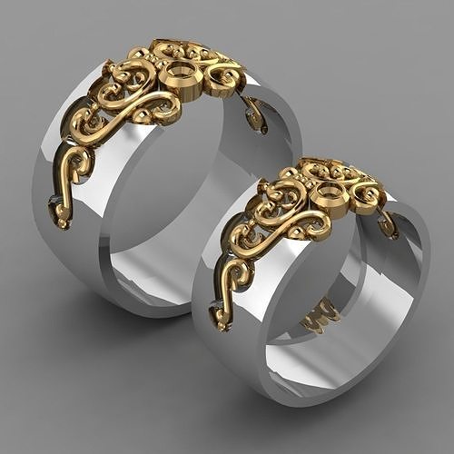 casal banda 3d impressão modelo joalheria ouro precioso platina anel argolas encontro 3D print model - Mito3D