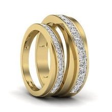 Paar Band Ring Hochzeit Engagement Schmuck druckbar Juwel Diamant Gold Ringe Braut Bräutigam Platin Bands Chrom metallisch Ehe 3d print model - Mito3D