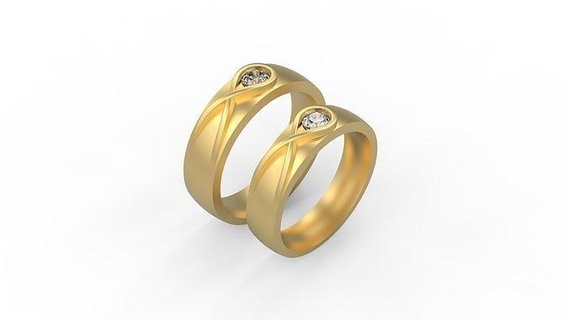 couple band ring 038 gold jewel jewellry silver solitaire diamonds printable wedding man men woman women luxury jewelry rings 3d print model - Mito3D
