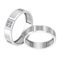 pareja banda anillo 3dm boda compromiso joyería imprimible joya diamante oro mujeres moda anillos pareja boda 3d print model - Mito3D