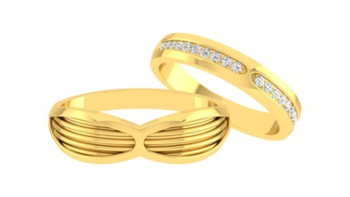 paio anello di banda 3dm stl rendering gioielli matrimonio fidanzamento stampabile gioiello diamante argento oro bianco womendring moda gemma anelli band coupleband disco platino weddingband 3d print model - Mito3D