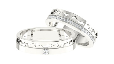 par anel de banda 3dm stl render jóias casamento o engajamento printable jóia diamante prata ouro branco womendring a moda gem anéis coupleband platina weddingband 3d print model - Mito3D