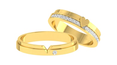 couple de la bande bague 3dm stl rendu bijoux mariage l'engagement imprimable joyau le diamant d'argent l'anneau or blanc womendring mode gem les anneaux coupleband platine weddingband 3d print model - Mito3D