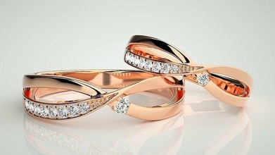 couple band ring 3dm stl render wedding engagement jewellery printable jewel diamond gold jewelry rings bride groom gem platinum bands 3d print model - Mito3D