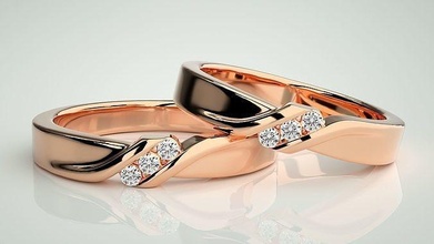 Pareja banda anillo 3dm stl Boda compromiso joyería imprimible joya diamante oro novia novio anillos platino 3d print model - Mito3D