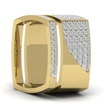 casal banda anel 3dm stl render casamento noivado jóias imprimível jóia diamante ouro joalheria argolas gema platina bandas solitário isolado luxo 3d print model - Mito3D