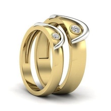 Pareja banda anillo 3dm stl Boda compromiso joyería imprimible joya diamante oro anillos novia novio platino bandas llanura tejido matrimonio metálico 3d print model - Mito3D
