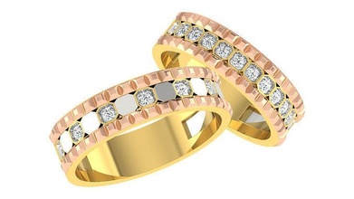 Pareja banda anillo 3dm stl Boda compromiso joyería imprimible joya diamante anillos novia novio platino bandas amplio Moda solitario precioso matrimonio 3d print model - Mito3D