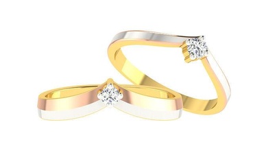çift grup yüzük 3dm stl vermek düğün nişan mücevher yazdırılabilir elmas altın takı yüzükler gelin damat platin bantlar Solitaire evlilik 3d print model - Mito3D
