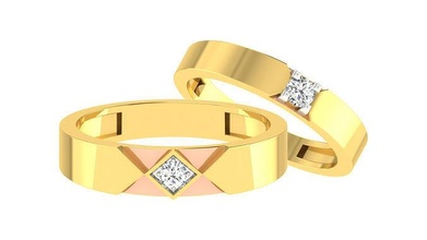 Pareja banda anillo 3dm stl Boda compromiso joyería imprimible joya diamante oro anillos novia novio platino bandas solitario lujo precioso 3d print model - Mito3D