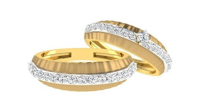 Pareja banda anillo 3dm stl Boda compromiso joyería imprimible joya diamante oro anillos novia novio platino bandas cromo metálico matrimonio 3d print model - Mito3D