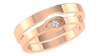 Pareja banda anillo 3dm stl Boda compromiso joyería imprimible joya diamante oro anillos novia novio platino bandas solitario amor 3d print model - Mito3D