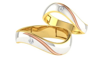 Pareja banda anillo 3dm stl Boda compromiso joyería imprimible joya diamante oro anillos novia novio bandas matrimonio silueta contorno 3d print model - Mito3D