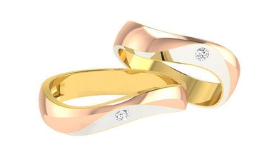 grueso pareja banda anillo 3dm stl boda compromiso joyería imprimible joya diamante oro anillos novio platino bandas matrimonio brillante diseño 3d print model - Mito3D