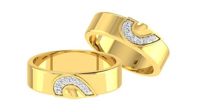 Pareja banda anillo 3dm stl Boda compromiso joyería joya diamante oro anillos novia novio bandas solitario amor corazón enamorado matrimonio 3d print model - Mito3D