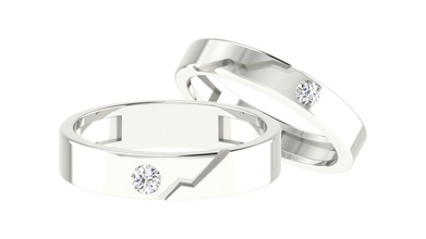 çift bant yüzük 3dm stl kılıyor takı düğün nişan mücevher yazdırılabilir elmas Gümüş altın beyaz womendring moda gem grup coupleband platin weddingband 3d print model - Mito3D
