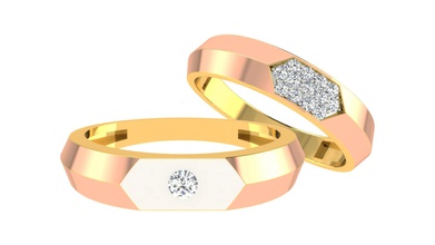 pareja banda anillo 3dm stl boda compromiso joyería imprimible joya diamante plata oro blanco mujeres moda anillos pareja platino boda 3d print model - Mito3D