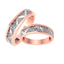 pareja banda anillo 3dm stl boda compromiso joyería imprimible joya diamante oro mujeres moda anillos pareja boda 3d print model - Mito3D