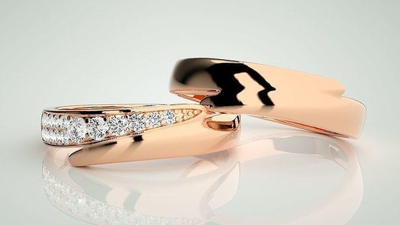 Pareja banda anillo 3dm stl detalle Boda compromiso joyería imprimible joya diamante oro novia novio anillos platino bandas 3d print model - Mito3D
