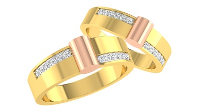 couple de la bande bague 3dm stl rendre détail vue modèle bijoux mariage l'engagement imprimable joyau le diamant d'argent l'anneau or blanc womendring mode gem les anneaux coupleband platine weddingband 3d print model - Mito3D