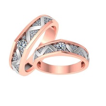 paar bands band schmuck ring gold druckbar brillant ringe diamant engagement luxus karat platin wertvoll silber hochzeit braut bräutigam 3d print model - Mito3D
