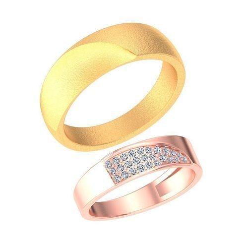 coppia bande gruppo musicale gioielleria squillare oro stampabile brillante anelli diamante Fidanzamento lusso carati platino prezioso argento nozze sposa sposo 3D print model - Mito3D