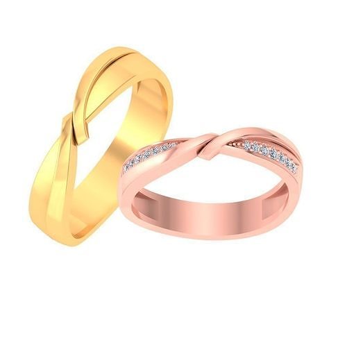 couple bands band jewelry ring gold printable brilliant rings diamond engagement luxury carat platinum precious silver wedding bride groom 3D print model - Mito3D