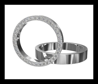 couple bandes couplebande accouplements bagues diamant côté diamants bijoux anneaux 3d print model - Mito3D