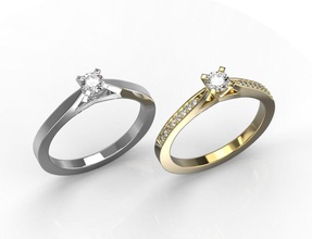 par de clásicos anillos compromiso la joyería clásico cad imprimible creación prototipos luz oro el diamante estilo neoclásico moda lujo personas solitare boda matrimonio precioso platino anillo los 3d print model - Mito3D