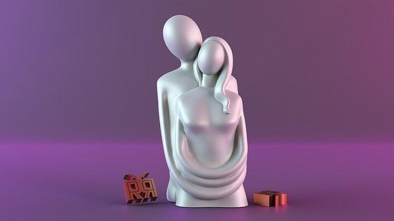 Pareja figurilla abrazar estatua lindo molde soporte decoración diseño regalo mínimo 3dmodel hombre ilustración Arte conceptual humano oro casa 3d print model - Mito3D