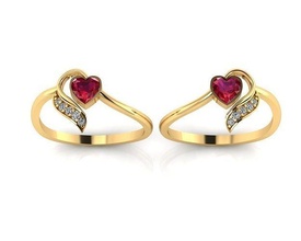 Pareja corazón Roca anillo joyería joya oro imprimible diamante Moda compromiso enganchar belleza Boda anillos corazon piedra amor 3d print model - Mito3D
