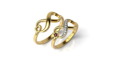 çift sonsuzluk yüzükler yüzük yazdırılabilir sterlin gümüş mücevher platin elmas moda düğün altın takı 3d print model - Mito3D