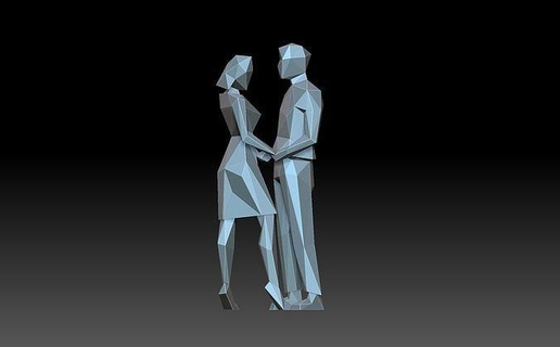 couple l'amour lowpoly figurine amoureux doux origami polygonal sculpture poly statue art sculptures 3d print model - Mito3D