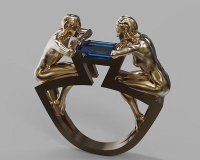 çift yüzük takı Sanat Aşk adam modern gümüş moda yazdırılabilir gemvison matris gergedan zbrush Kadın hediye 3dmodel altın angagem mücevher yüzükler 3d print model - Mito3D