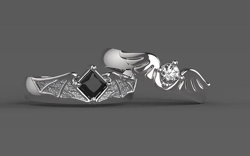 coppia squillare gioielleria prezioso gemma splendente moda oro regalo argento muffa anelli 3d print model - Mito3D