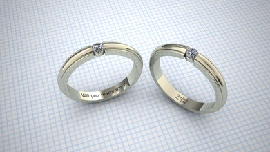 par de anillo 3 mm diamante la joyería joyero oro blanco el 3mm couplering boda escaneado 3d modelos varios los anillos 3d print model - Mito3D