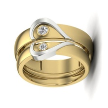 couple anneau en forme de coeur bijoux or imprimable le platine d'argent brillant bague diamant la livre sterling métalliques shining verrouillage vitrage l'anneau gem les anneaux 3d print model - Mito3D