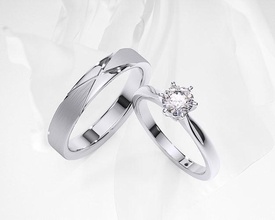 coppia squillare my018 gioielleria stampabile diamante gioiello nozze Fidanzamento platino bianca oro engagement anelli 3d print model - Mito3D