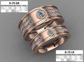los anillos de pareja la joyería oro el diamante par boda 3d print model - Mito3D