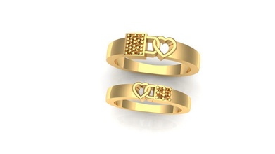Pareja anillos corazón bloquear anillo diseño joyería joya oro plata gemas Roca dama compromiso amor hombres 3d print model - Mito3D