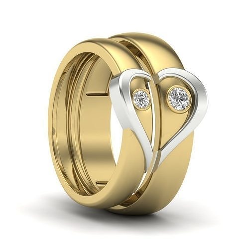 paar herz ringe hochzeit band einstellen schwäne versprechen ring frauen gold schmuck druckbar sterling engagement ehe liebend 3D print model - Mito3D