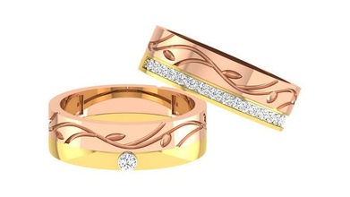 çift yüzükler düğün grup nişan mücevher yazdırılabilir elmas yüzük altın takı gelin damat platin bantlar Solitaire prenses 3d print model - Mito3D