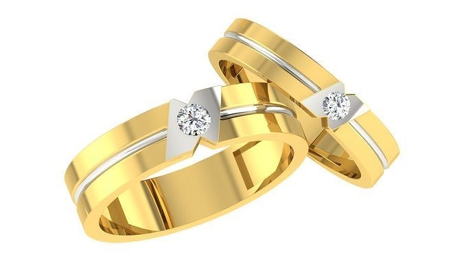 couple rings wedding band pair swans engagement jewellery printable jewel diamond ring gold jewelry bride groom platinum bands chanel marriage silhouette contour 3D print model - Mito3D