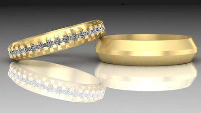 coppia elegante anelli uomo donna platino prezioso classico diamanti stampabile argento gioiello gioielleria nozze brillante oro esclusivo lusso moda bellezza diamant diamante squillare 3d print model - Mito3D