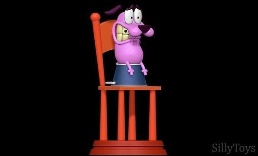 courage cowardly dog pink male pet horror chair bucket art sculptures 3d print model - Mito3D